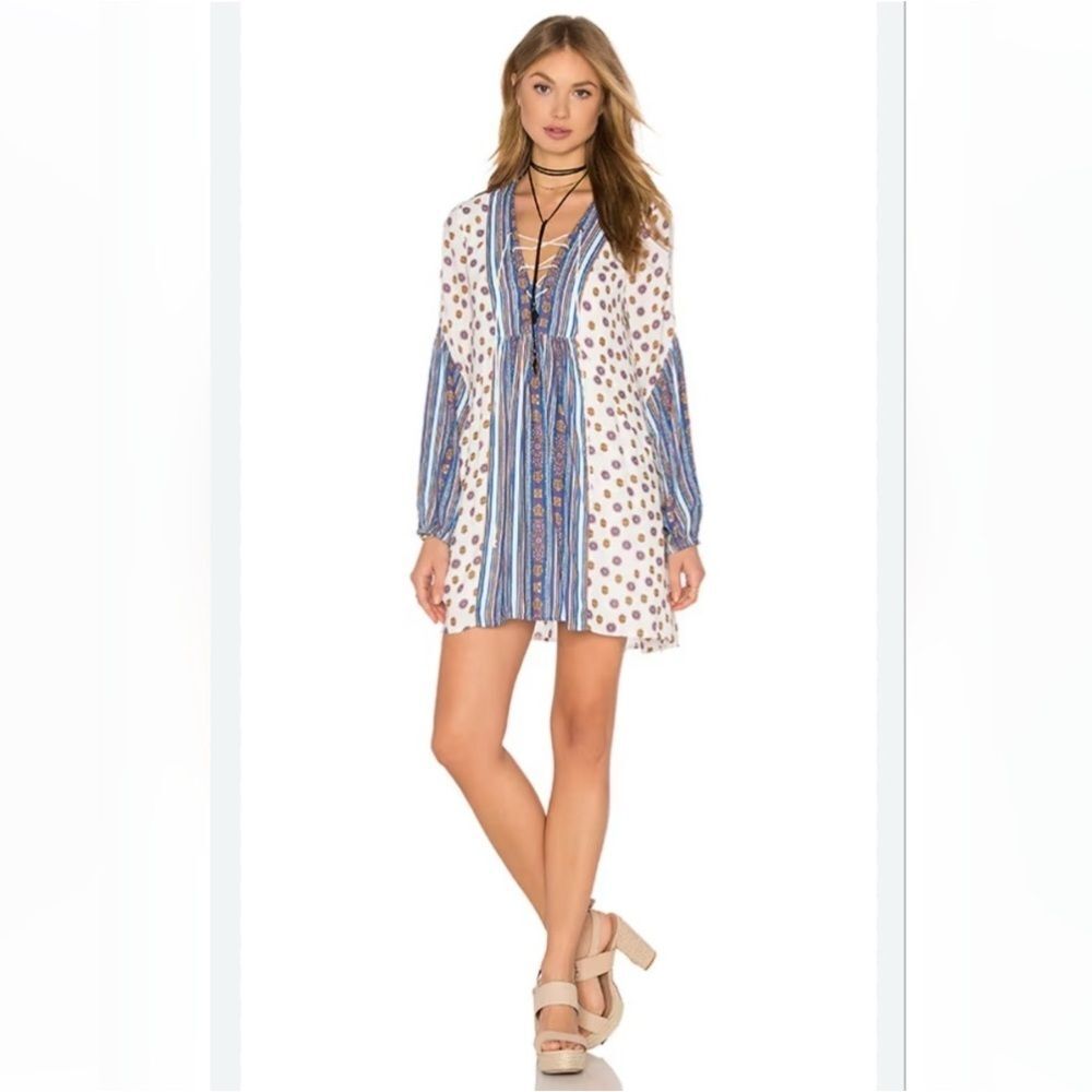 Free People Rain or Shine Tunic Dress Medium Hippie Boho Flower Child 70s
